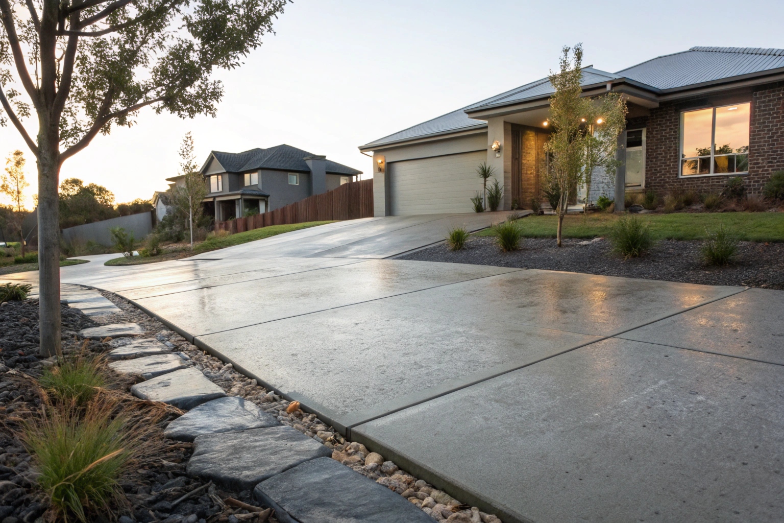 Sealed concrete driveway Canberra residential home