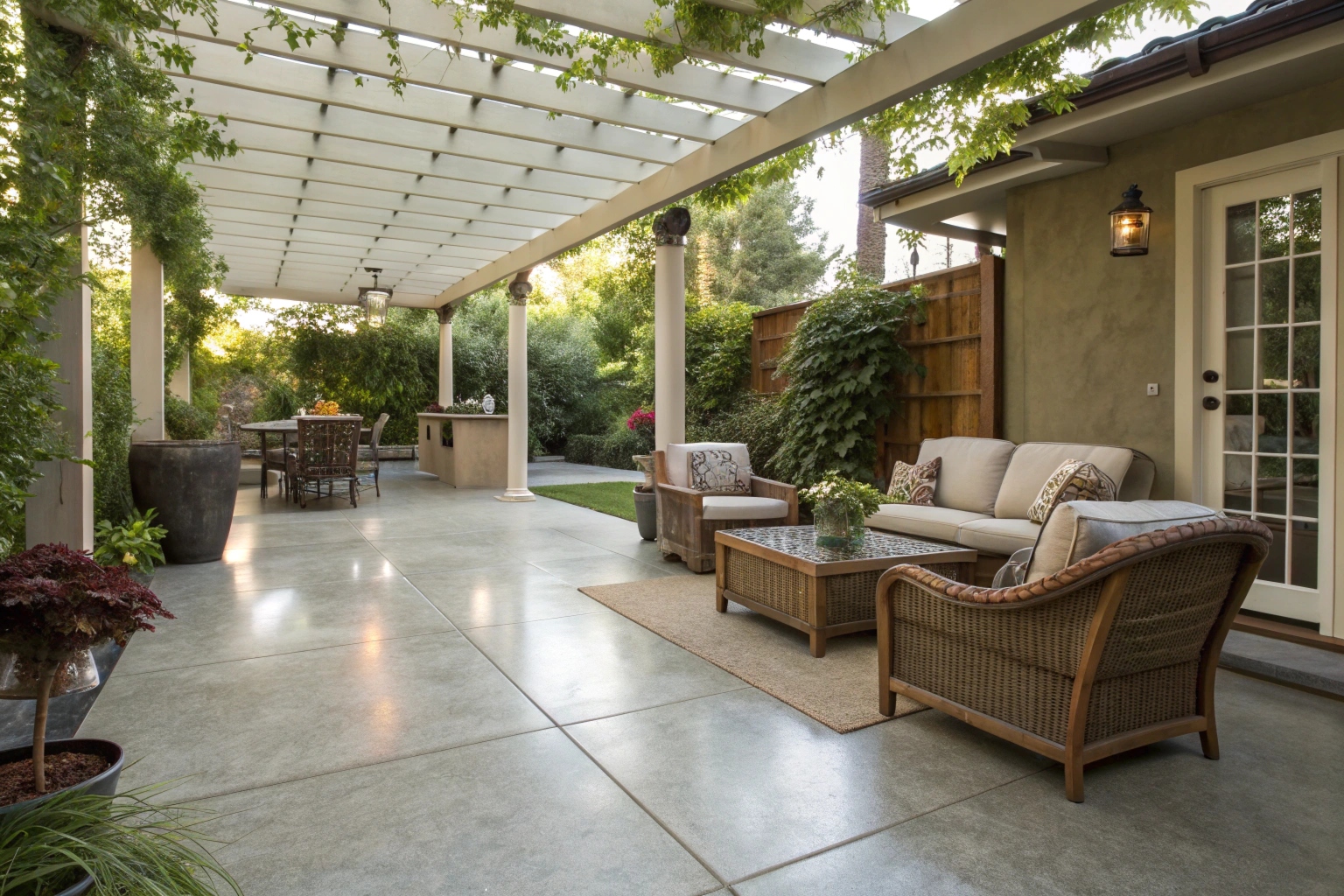Polished concrete patio outdoor entertaining area Queanbeyan