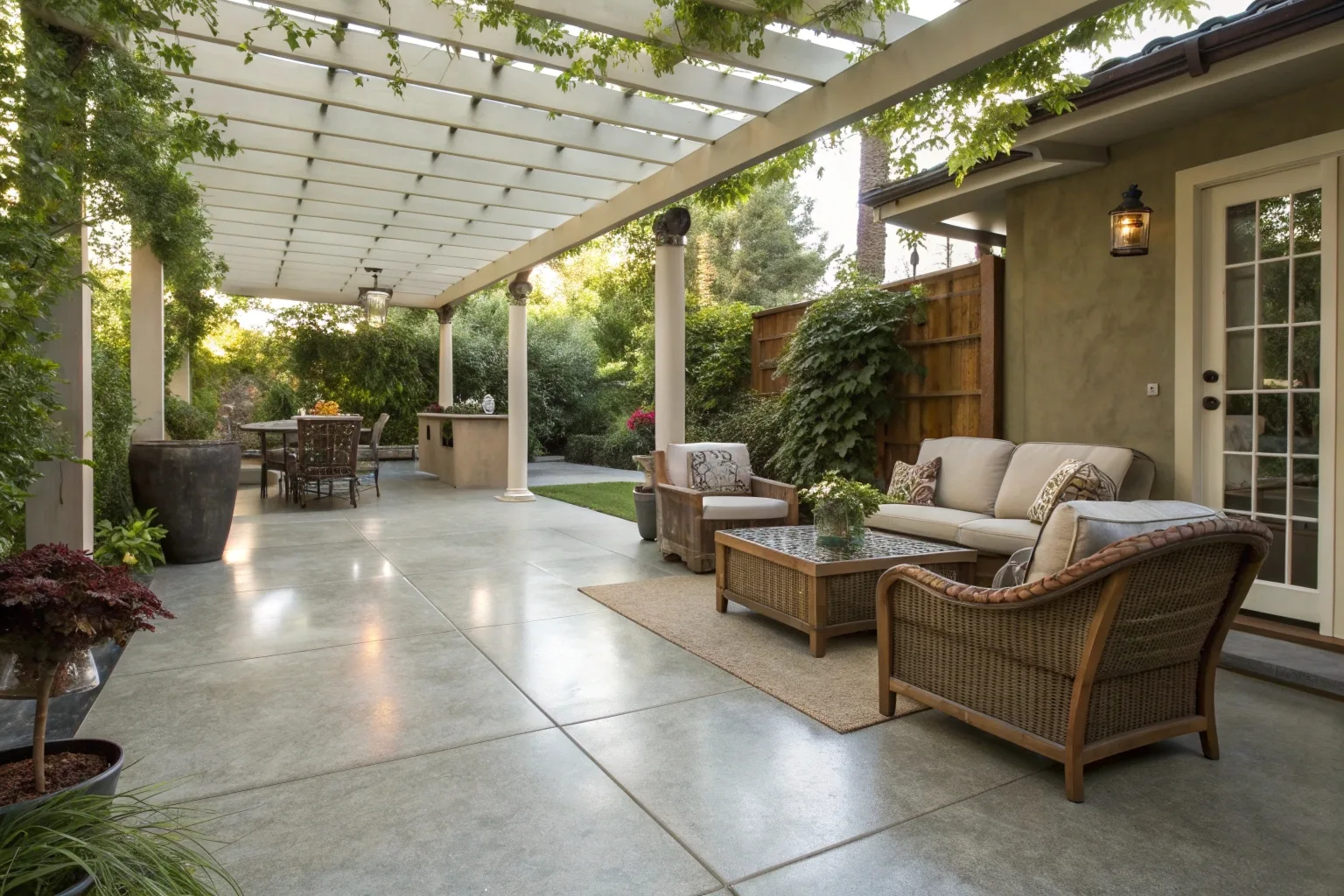 Polished concrete patio outdoor entertaining area Queanbeyan